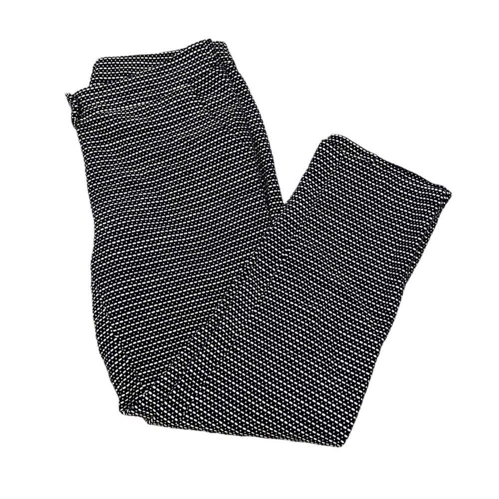 CYNTHIA ROWLEY Black & White Tweed Straight Leg Cropped Mid Rise Dress Pant 6